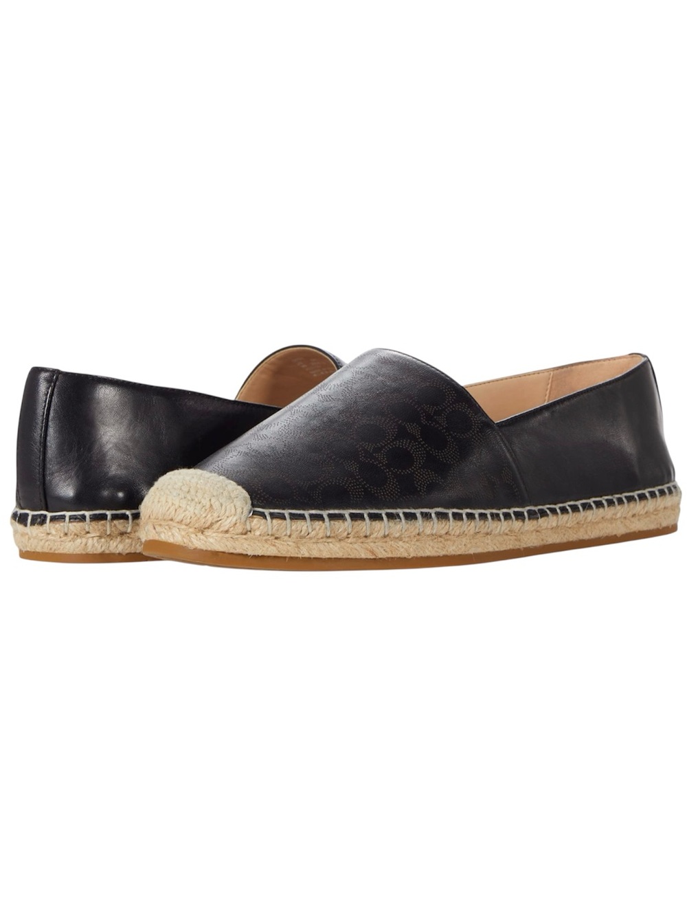Coach Carley Espadrille Leather Black Women Size 9.5 Designer Slip On Flats Shoe - Picture 1 of 4